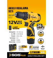 12V 1.5A Akülü Vidalama Matkap Seti