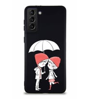 Samsung Galaxy S21 Plus Soft Premier Kapak Aşk Tasarımlı Silikon Kılıf - Siyah (Şeffaf)
