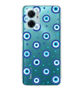 PrintiFy Xiaomi Redmi Note 11E ile Uyumlu Nazar Boncuğu 1  Kamera Korumalı Şeffaf Silikon Kılıf