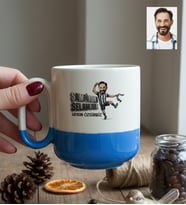 Kişiye Özel Karikatürlü Siyah Beyaz Taraftar Kupa Bardak Pro Doğum Günü Hediyesi