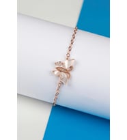 Beyaz Opal Rose Renk 925 Ayar Gümüş Kelebek Bayan Bileklik