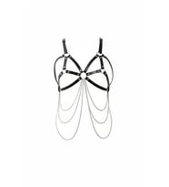 Mulvxbrf Brf02 Siyah Göğüs Harness Zincir Detaylı Deri Vücut Aksesuarı - Brf1175 (Mulvix)