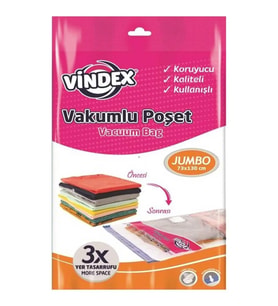 Vındex Plastik Vakumlu Poşet Jumbo Tekli 73*130 Cm 1 Parça