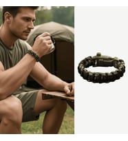 Pusulalı Çakmaklı Taktik Paracord Bileklik - Asker Kamuflaj Desen - Kamp ve Doğa Sporları İçin