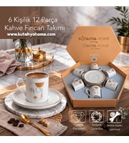 Delice 6 Kişilik Porselen Türk Kahvesi Fincanı Takımı – Hediyelik, Şık Tasarım (Krem)
