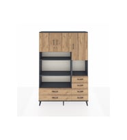 Arges Gardrop 9 Raflı 6 Çekmeceli 3 Kapaklı 132x30x195 Antrasit-Çam