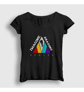 Presmono Kadın Siyah Evolve Imagine Dragons T-Shirt 81582tt