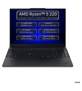 Lenovo Thinkpad E16 Gen 3 Amd Ryzen 5 220 16GB 512GB SSD 16" Wuxga Windows 11 Pro Masaüstü Bilgisayar 21ST0058TX