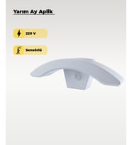 Beyaz Sensörlü Led Yarım Ay Aplik 3200K (Sarı Işık)