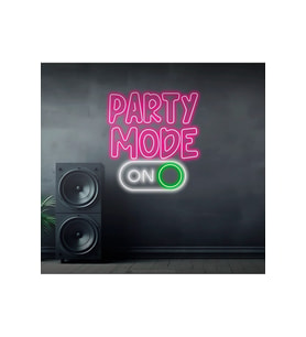 PARTY MODE ON Yazılı ve Şekilli Neon Tabela