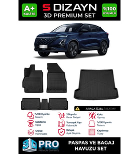 Chery Omoda 5 3D Pro Havuzlu Paspas ve Bagaj Havuzu Seti (2'li SET) 2022 Üzeri A+ Kalite