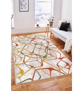 Yeşil Tarçın Geometrik Kaymaz Tabanlı Dekoratif Halı LK007 - 100 x 160 cm