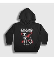 Presmono Unisex Çocuk Siyah X Ray Cat Falling In Reverse Kapüşonlu Sweatshirt 505098tt