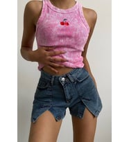 Nare Nakışlı Pembe Yıkamalı Kaşkorse Body (Pembe)