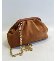 Yeni Sezon Hakiki Deri Süet Portföy-Clutch El Çantası (Taba)