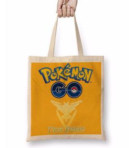 Pokemon Go Team İnstinct Bez Çanta Uzun Saplı