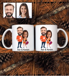 Kişiye Özel Sevgili Tasarımlı Karikatürlü 2 Adet Kupa Bardak 8