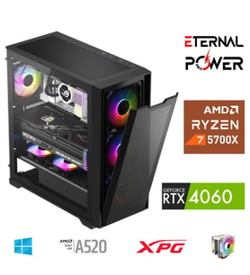 ETERNAL POWER RYZEN 7 5700X 32G DDR4 1TB M.2 RTX4060 A520 M650W (Siyah)