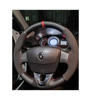DİKİŞLİ DİREKSİYON KILIFI KARBON NUBUK KIRMIZI YÜZÜK KIRMIZI DİKİŞ RENAULT FLUENCE İÇİN HIZLI KARGO