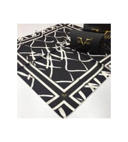 Geometrik Desen Black Seri Twill Eşarp Eşarp Askısı ile Birlikte 90x90 cm Siyah 