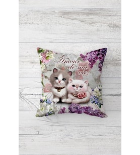 Cute Cat Sevimli Kedili Çift Tarafı Baskı Gizli Fermuar Genç Kız Kırlent Koltuk Yastık Kılıfı (Çok Renkli)