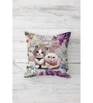 Cute Cat Sevimli Kedili Çift Tarafı Baskı Gizli Fermuar Genç Kız Kırlent Koltuk Yastık Kılıfı (Çok Renkli)
