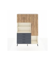 Arges Dolap 8 Raflı 4 Çekmeceli 3 Kapaklı 132x30x195 Aytaşı-Çam/Antrasit