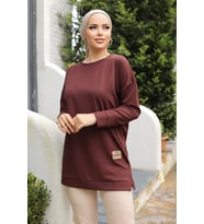 Yeni Stil Kahve Arma Detaylı Tunik 10020