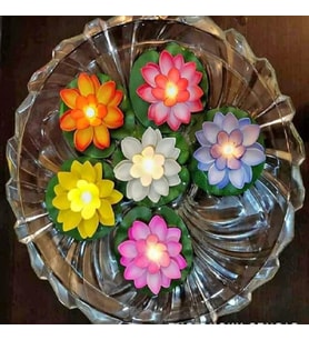 DEKOR DÜĞÜN MUMLARI 6 ADET IŞIKLI SU MUMU SUDA YÜZEN LOTUS ÇİÇEKLERİ PİLLİ MUM WATER FLOATİNG CANDLE