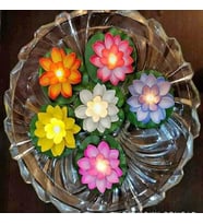 DEKOR DÜĞÜN MUMLARI 6 ADET IŞIKLI SU MUMU SUDA YÜZEN LOTUS ÇİÇEKLERİ PİLLİ MUM WATER FLOATİNG CANDLE