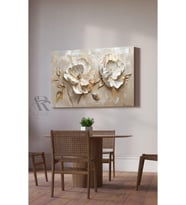 Kanvas Tablo Parlayan Çiçekler Altın Detaylı Dekoratif Kanvas Tablo 70 X 100