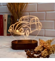 Volkswagen Beetle Nostaljik 3D Led Gece Lambası (Neon Sarı)