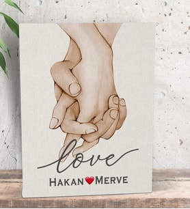 BK Gift Kişiye Özel Sevgili El Ele Tasarımlı Kanvas Tablo-2, Sevgiliye Hediye, Sevgililer Günü Hediyesi