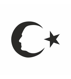 Ayyıldız ve Atatürk Silüeti Sticker 20x20 cm Siyah (Beyaz)
