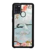 Samsung A21s Uyumlu Suluboya İsimli Leylek Tasarımlı Glossy Telefon Kılıfı