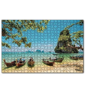 Cakapuzzle Tayland Krabi Sahilinde Kayıklar Puzzle Yapboz MDF (Ahşap) (120 Parça)