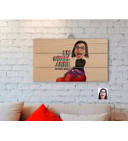 BK Gift Kişiye Özel Anneler Günü Temalı En Güzel Anne Karikatürlü Otantik Ahşap Palet Tablo-1