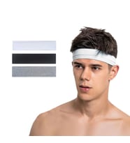 Spor Saç Bandı 3lü Kombin Sporcu Erkek Kafa Bandı Headband Tenis Gym Ter Bantı Spor Fitness Saç Bantları Yoga Crossfit Bisiklet Koşu Yürüyüş Erkekler İçin Süper Penye Esnek Canlı Likralı İddia Geniş Alın Bandı (Beyaz - Siyah - Gri)