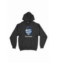 Selanik Yunanistan Bayraklı Kalpli Siyah Sweatshirt Hoodie
