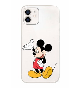 Apple iPhone 12 Uyumlu Kamera Korumalı Tıpalı Kapak Mickey Mouse TasarımlıŞeffaf Kılıf