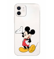 Apple iPhone 12 Uyumlu Kamera Korumalı Tıpalı Kapak Mickey Mouse TasarımlıŞeffaf Kılıf