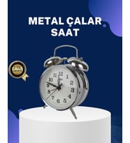 Alarmlı Dekoratif Yuvarlak Masa Saati Gümüş Renk Sessiz ve LED'li