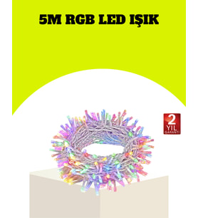 Enerji Tasarruflu Şeffaf Kablo 5 m 50 LED Dekor Işık