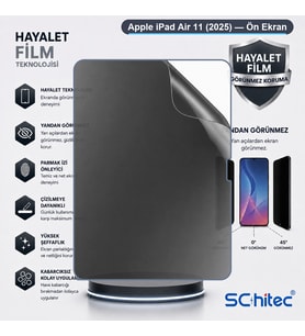 SChitec Apple iPad Air 11 (2025) Uyumlu Ön Yüzey Hayalet Privacy Hidrojel Ekran Koruyucu