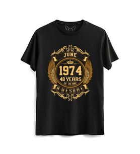 Vintage Gold Awesome Series June 1974 Siyah Tshirt