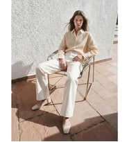 LCW Modest Ekru Yüksek Bel Wideleg Kadın Jean Pantolon