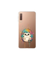 Samsung Galaxy A7 2018 ile Uyumlu Splash Kirpi Tasarımlı Şeffaf Silikon Kılıf