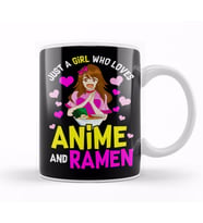 Just A Girl Who Loves Anime And Ramen Funny Foodie Kupa Bardak Porselen