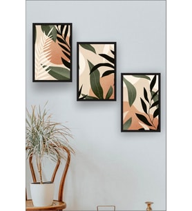 Yaprak Tasarımlı 3 Parça Mdf Tablo Seti