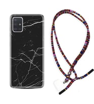 Samsung a71 A72 A73 A7 A9 2018 C7 C9 Kılıf Boyun Asklı Rasta Silikon Siyah Mermer 1299